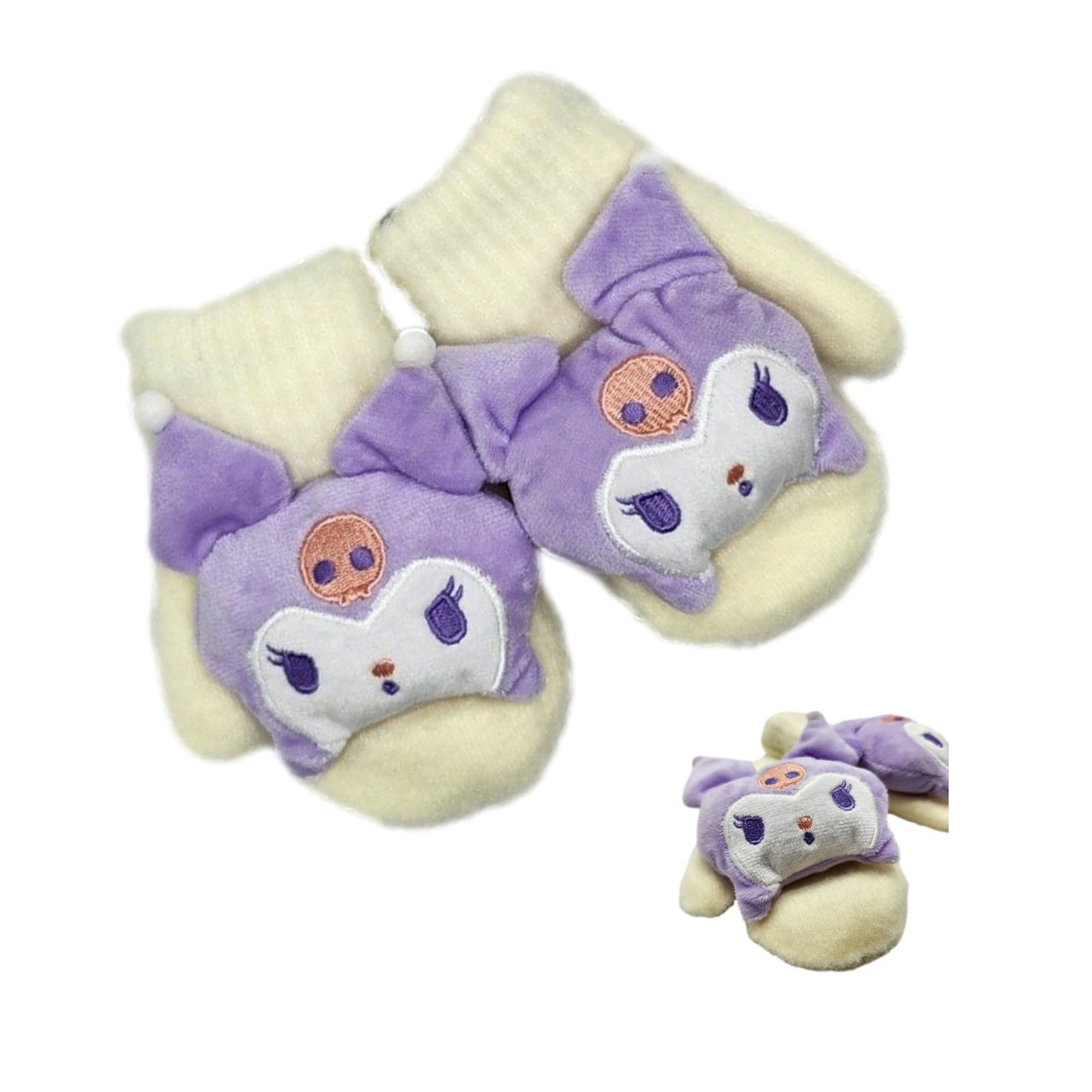 Hello Kitty Winter Mittens Gloves - Kuromi Cinnamoroll Kids Teen Size Wool Knit Mitten - My Store