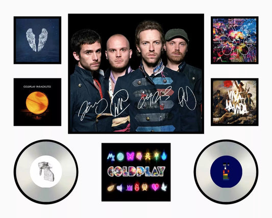 COLDPLAY Signed Limited Edition Photo Memorabilia Wooden Frame