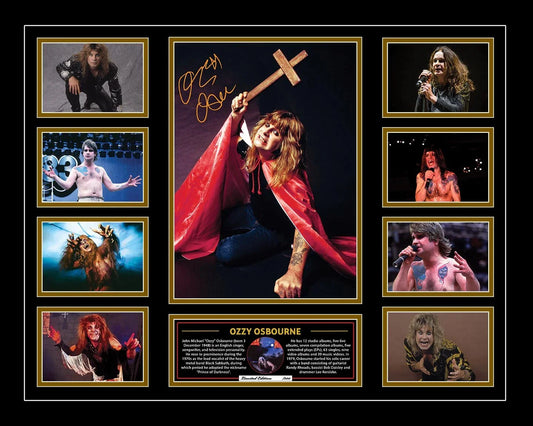 OZZY OSBOURNE SIGNED LEGEND TRIBUTE Limited Edition Photo Memorabilia Wooden Frame