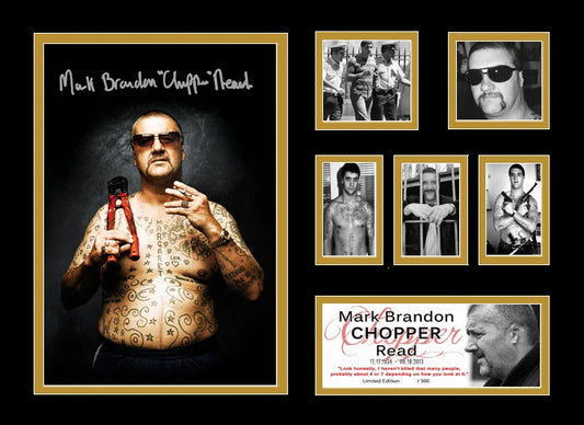 MARK BRANDON CHOPPER READ Signed Limited Edition Photo Memorabilia Wooden Frame