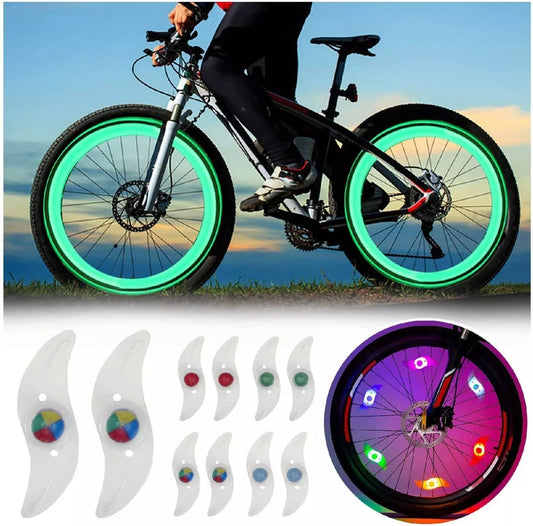 2 Bicycle Cycling Bike Wheel Spoke Wire Tyre Bright LED Flash Light Lamp
