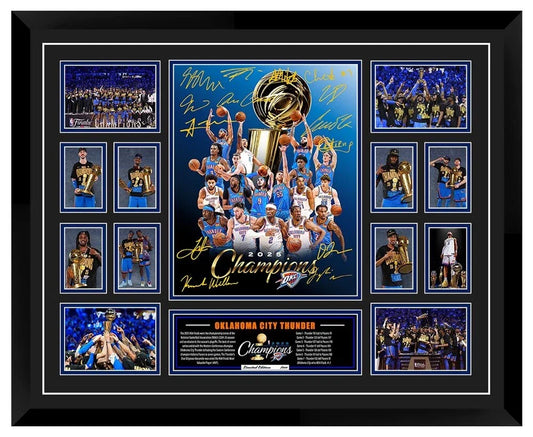 OKLAHOMA CITY THUNDER 2025 NBA CHAMPIONS Limited Edition Photo Memorabilia Wooden Frame