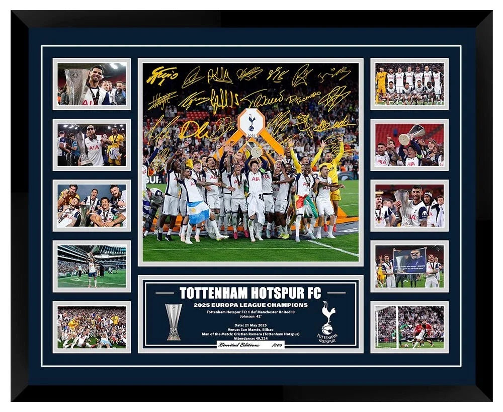 TOTTENHAM HOTSPUR FC 2025 EUROPA LEAGUE CHAMPIONS Son Heung-min Soccer Football Limited Photo Memorabilia Wooden Fram